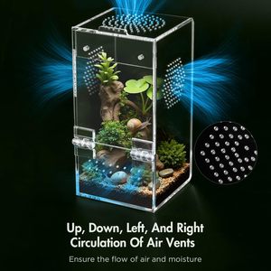 Ventilazione All-Side Pre-assemblata 3.5 "x 3.5" x 7 "acrilico terrario magnetico porta espositore per il salto ragni mantide religiosa - Product Image 5