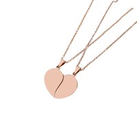 Collier personnalisé Ywyougang en forme de cœur divisé, pendentif assorti pour couple en acier inoxydable, bijou gravable au laser, cadeau
