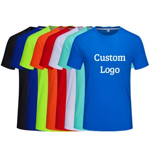 Camiseta estampada de logotipo personalizada, alta qualidade, masculina, 100% poliéster, esportiva, seca, top fit, camisetas