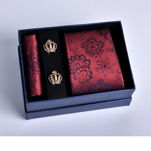 Nouvelle collection de cravates de luxe pour hommes, cravates de mariage en Jacquard tissé pour hommes, cravate, bague, broche, boutons de manchette, ensemble Hanky - Product Image 5