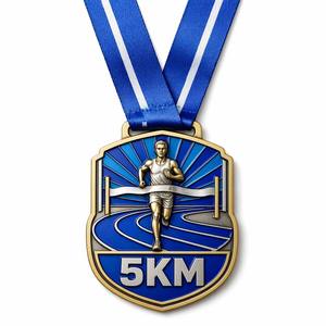 Manufacturer Custom Logo Painted Metal Zinc Alloy Custom Color Gravure Printed Personalized Medal Award <b>Ribbon</b> Awards Trophies - Product Image 2