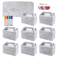 16 STKS Kraftpapier Valentijnsdag Geschenkzakjes 9 Stuks Aquarelpennen Gerecycleerde materialen Handlengte Handvat voor Klasfeest