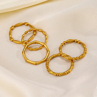 Anneau simple cercle en acier inoxydable personnalisé à la mode anneaux en bambou Ins Style mode tempérament bijoux de haute qualité