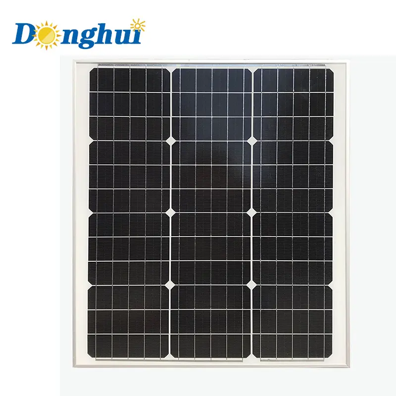 Yiwu Donghui Beste Verkoop Goedkope Mono Zonnepanelen 50W 12V Pv Zonnecellen 50W Top Merk Hoge rendement Zonnepanelen