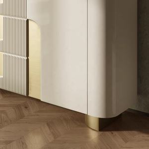 Credenza con Piano in Pietra Sinterizzata, Corpo in MDF, Finitura Crema, Finiture Dorate, Cassetti, Mobile Moderno per Soggiorno - Product Image 5