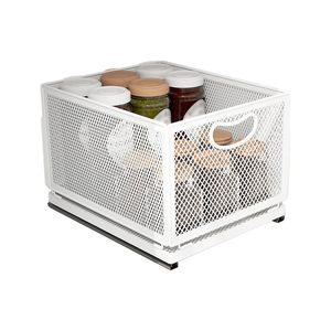 Boîtes de rangement métalliques empilables et coulissantes, organiseur de tiroir pliable en maille pour armoire, garde-manger, étagère, gain de place en cuisine - Product Image 1
