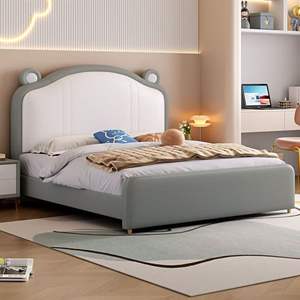 เฟอร์นิเจอร์ห้องนอนสุดหรูหุ้มเบาะสไตล์นุ่มนวล ปี 2026 เตียงเด็กสำหรับเด็กผู้หญิง พร้อมลิ้นชักเก็บของ - Product Image 3