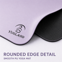 Tapis de yoga Yugaland Pro Athlete en PU lisse, anti-déchirure, en caoutchouc naturel, pour exercices HIIT en salle de sport