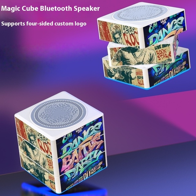 RGB LED Lighting Cube for Bluetooth Speaker Handmade 360 Rotary Sound Subwoofer Creative Rubik's Gift Idea