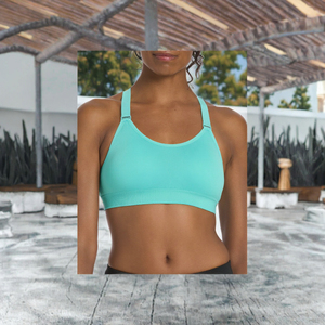 Women's Breathable Super Stretchy Comfort Compression Elastic Soft Quick Dry <b>Halter</b> <b>Neck</b> Yoga <b>Bra</b> Crop Top Ribbed Plus Adults - Product Image 2