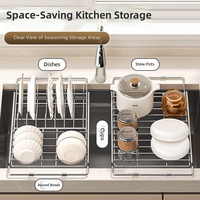 YOTO Panier de vidange réglable en acier inoxydable pour évier, bac de drainage multifonctionnel pour cuisine, évier télescopique pour lavage de légumes