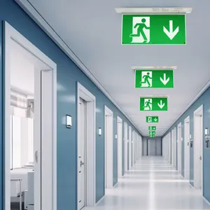 Fire Resistant Led Emergency Exit Sign Double Sides Maintained Battery Rechargeable Exit Signs Recessed Mounted Home Exit Sign