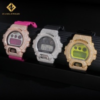 Vente flash Mode DW-6900 Style Hip Hop Bijoux sertis de diamants 925 Argent VVS1 Moissanite Cadran de montre couleur Moissanite Diamant avec GRA