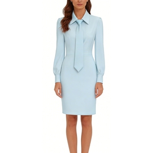 ชุดเดรสเชิ้ตผูกคอสำหรับผู้หญิง - ชุดเดรสทรงเข้ารูปคอปกแขนยาวแฟชั่น - Product Image 6