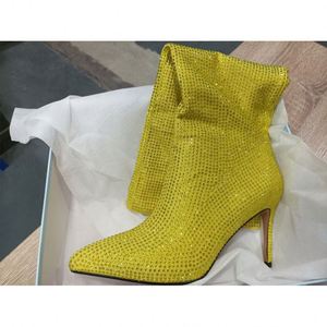 Pointy Toe <strong>Kid</strong> Suede Pearly Lady Shoes Comfortable Skinny Women's MID-Calf <strong>Boots</strong> - Product Image 3