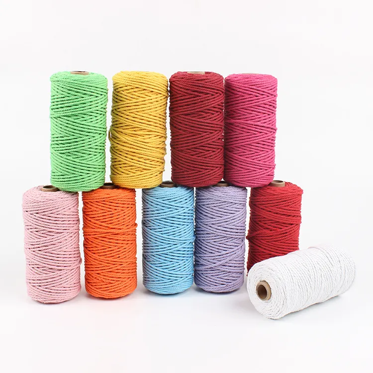 polyester cotton yarn cheap macrame rope 3mm cotton polyester yarn 12 ply macrame cord rope cotton yarn for bag tapestry shoes