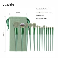 En stock – Nouvel ensemble de 13 pinceaux de maquillage synthétiques vertes quatre saisons pour le visage et les yeux, poils doux, portables, outils de beauté pour débutants