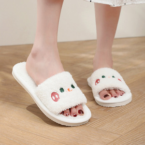 Pantuflas de lujo para mujer, veganas, con punta abierta, afelpadas, para invierno, para el hogar, con suela de EVA, personalizables - Product Image 3