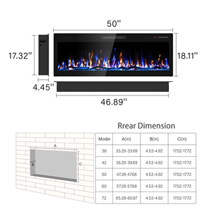 आधुनिक वाई-फाई/ऐप-नियंत्रित नेतृत्व वाली स्टील इलेक्ट्रिक फायरप्लेस/होटल और घरेलू उपयोग के लिए गर्म किया गया - Product Image 4