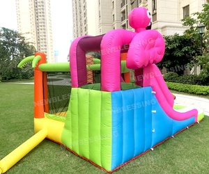 Flamingo Trampoline <b>Inflatable</b> Oxford Castle <b>Water</b> <b>Slide</b> Toddler House Kids Jumper NBOB-231 Trampoline House Flamingo Tra - Product Image 3