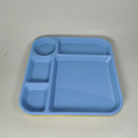 Service de table 24 pièces avec assiettes carrées en PP à compartiments, couverts réutilisables, vaisselle pour la maison et la cuisine