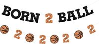 Dekorasi Pesta Ulang Tahun Bola Basket Born 2 Ball Banner Garland Bola Basket Perlengkapan Pesta Olahraga untuk Ulang Tahun ke-2 Anak Laki-Laki