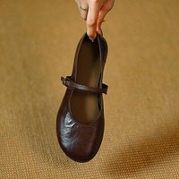 Mocassins pour femmes OEM ODM avec boucle réglable, bout vintage, légers, antidérapants, chaussures décontractées pour la marche quotidienne, logo personnalisé, vente en gros