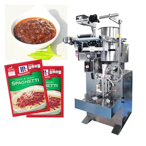 Máquina automática de llenado de salsa de espagueti, bolsita líquida con sello lateral de 4 bolsas pequeñas, máquina de embalaje de salsa de ají