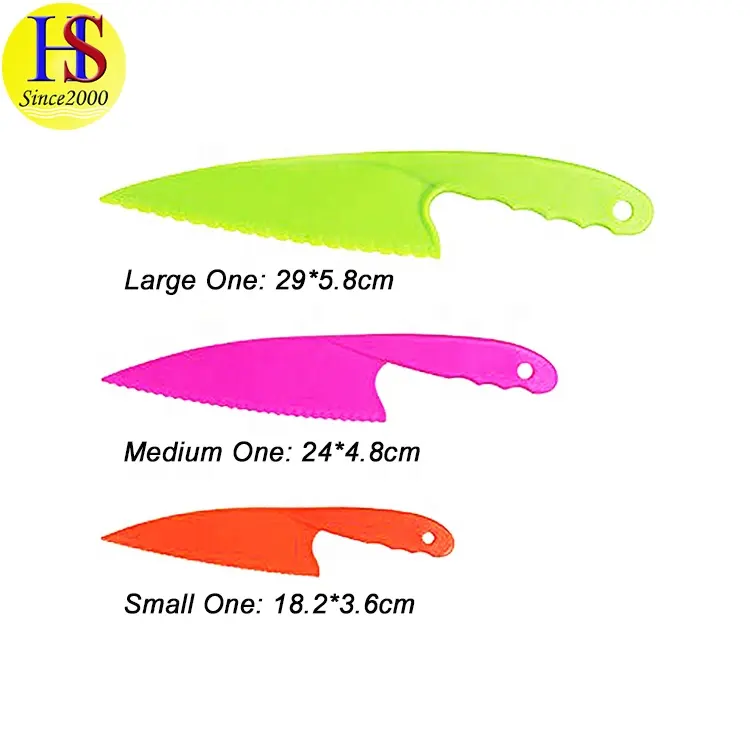 Chinese Cheap Colorful Household 3PCS Plastic Fruit Cutting Kitchen Knife for Kids