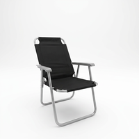 Chaise longue pliable légère en acier pour camping et loisirs, avec accoudoirs en tissu, idéale pour la plage et les barbecues - Vente en gros usine