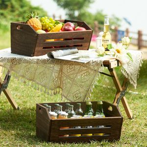 Bằng gỗ 2 gói thùng nhanh chóng lắp ráp để lưu trữ, trang trí trang trại gỗ Thùng giỏ, gỗ cổ điển Thùng hiển thị cho trái cây - Product Image 2