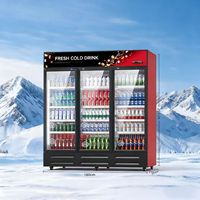 Refroidisseur de congélateur 2 portes pour boissons commerciales Réfrigérateur industriel à température unique Vitrine pour magasins Verre debout
