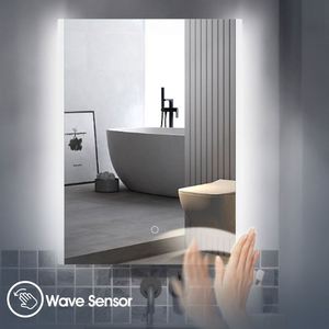 2025 tendencia personalizada LED iluminado pared baño espejo antiniebla rectángulo forma onda Sensor muebles de baño Embalaje seguro - Product Image 4