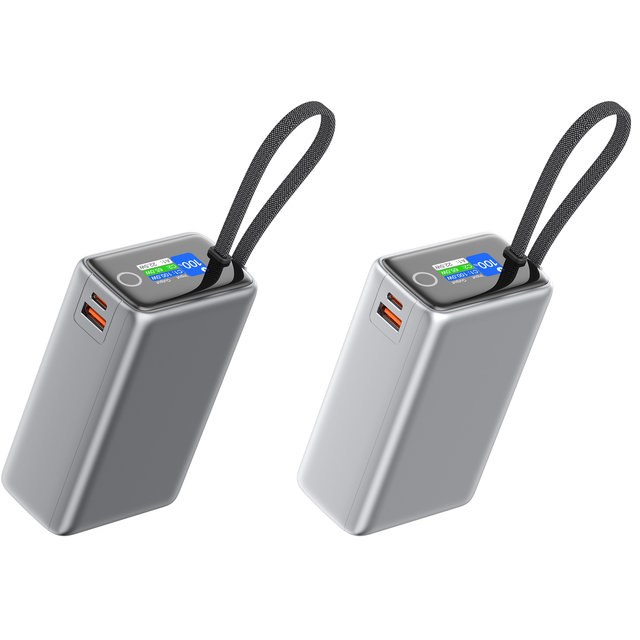 New 25000mah Power Bank PD100W Fast Charging Built-in Cable External Large Battery Portable Charger for iPhone Laptop Computer