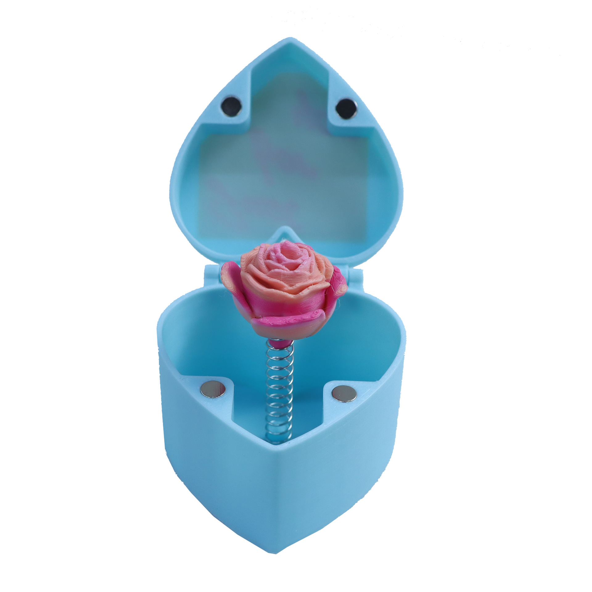 Boîte bleu ciel - rose pêche