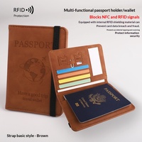 Porte-passeport en cuir PU avec sangle, anti-magnétique, anti-RFID, anti-vol, rangement pour billets, pochette pour documents