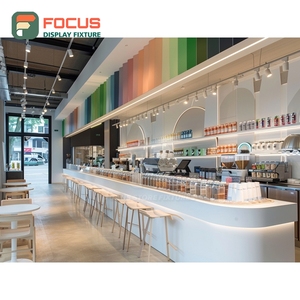 Vitrine à café contemporaine d'angle avec étagère en verre et panneau blanc - Product Image 5