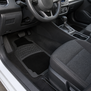 Stock Pologne 4 pièces Tapis de sol de voiture universels matelassés toutes saisons, ensemble complet, PVC 5 mm, résistants, imperméables, livraison rapide UE - Product Image 1