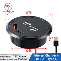 Prise de courant intelligente de bureau avec station de charge sans fil et ports USB-C USB-A pour table de bureau