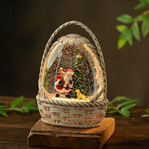 Nouveau panier de fleurs père noël résine ornements vent lampe neige boîte à musique boule de cristal cadeau enfants haut de gamme - Product Image 4