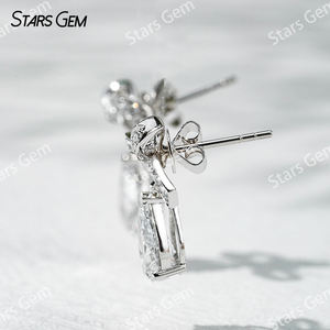 ต่างหูเพชร starsgem 2.4ct ขนาด5.8*8.9มม. ลูกแพร์ขนาด18K ประดับเพชรทองคำขาว - Product Image 3