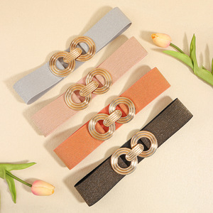 Usine En Gros 5CM De Large <span class=keywords><strong>Robe</strong></span> Élastique <span class=keywords><strong>Ceinture</strong></span> Multicolore Or Métal Alliage Double Cercle Crochet À La Mode Femme <span class=keywords><strong>Ceinture</strong></span> - Product Image 4