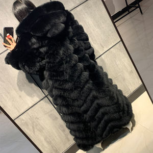 <span class=keywords><strong>Cappotto</strong></span> Lungo <span class=keywords><strong>in</strong></span> <span class=keywords><strong>Pelliccia</strong></span> Naturale Nero <span class=keywords><strong>con</strong></span> Cappuccio per Donna, Caldo per l'Inverno, Abbigliamento da Strada - Product Image 3