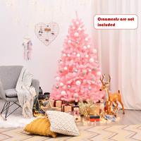 Sapin de Noël artificiel rose de 6 pieds, fabriqué en PVC 100 % neuf, adapté à la décoration intérieure et extérieure.