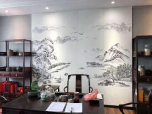 现代几何刺绣聚氯乙烯墙板可定制防火家居装饰卧室电视背景防潮 - Product Image 4