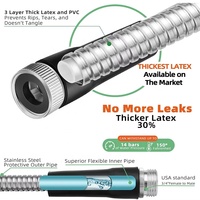 Tuyau d'arrosage en métal 50FT 304 acier inoxydable léger résistant à l'écrasement antirouille 3/4 ''diamètre norme ANSI réglable pour