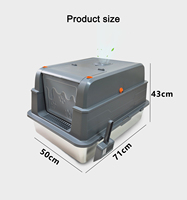 Bac à litière pour chat en acier inoxydable surdimensionné, design ouvert, facile à nettoyer, forme carrée pour chats