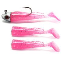 Ensemble de leurres souples artificiels en PVC imprimé, tête plombée, type grenadier, 5,6 cm/21,8 g, emballage soigné pour la pêche en bateau et en eau douce