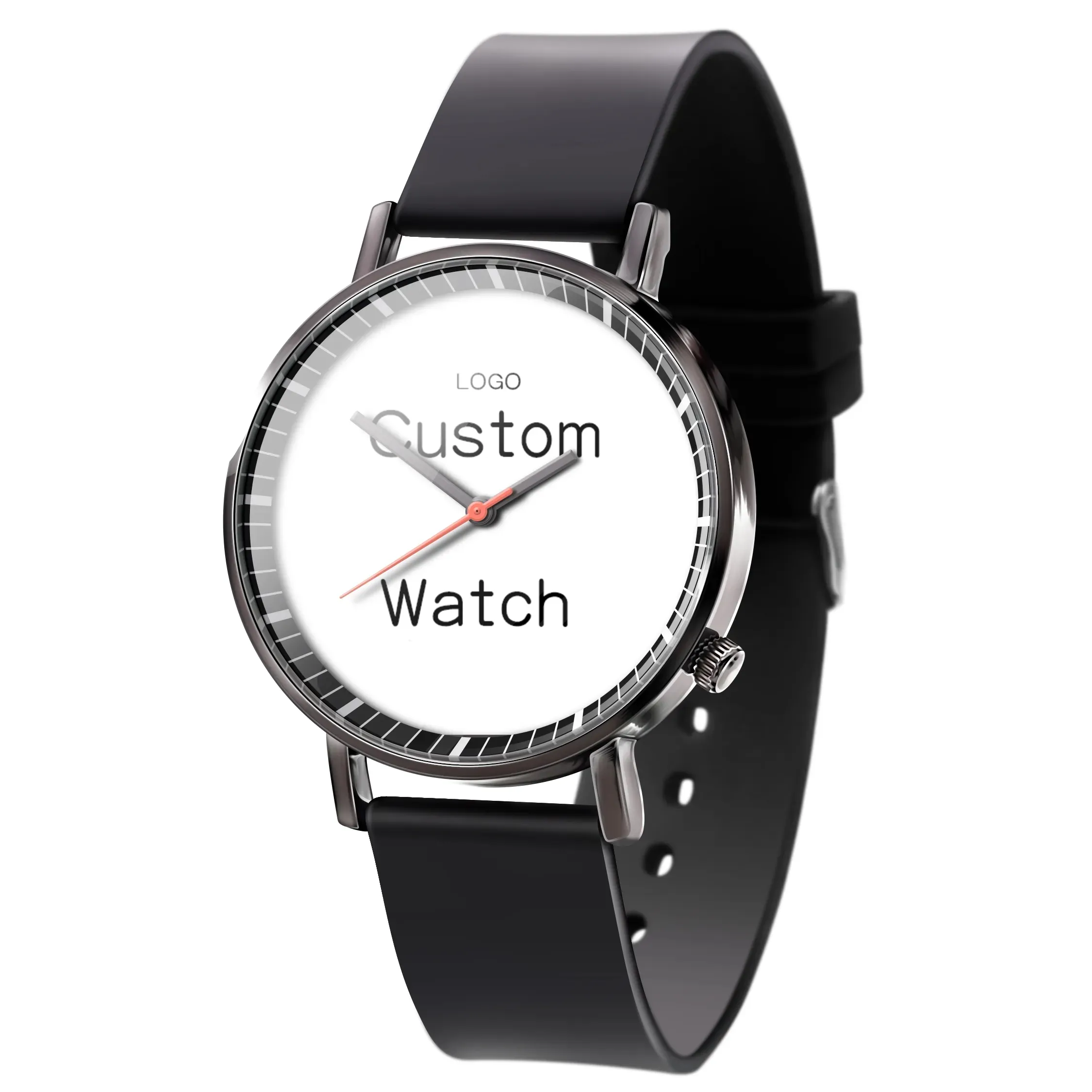Concevez vos montres Montre-bracelet à quartz pour hommes avec impression personnalisée Logo personnalisé Montre personnalisée avec photo de marque
