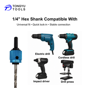 Набор из 5 быстросменных патронов с шестигранным хвостовиком 3/8 дюйма для биметаллических кольцевых пил с направляющим сверлом и адаптерами 1/2-20, 5/8-18UNF для многофункциональной резки - Product Image 5